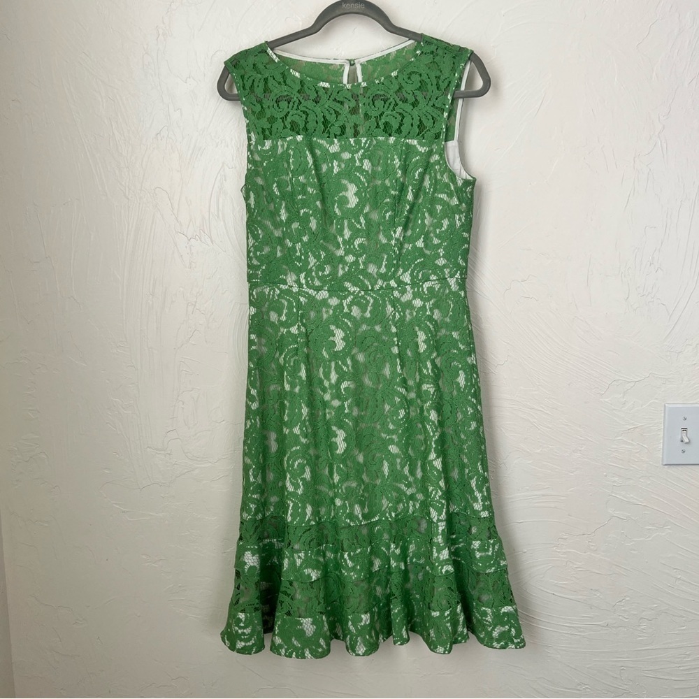 Adrianna Papell sleeveless lace ruffle hem dress▪️size 8